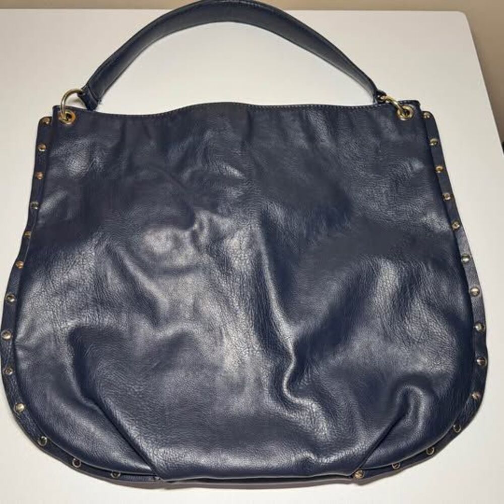 New York & Company Navy Blue Studded Hobo Bag